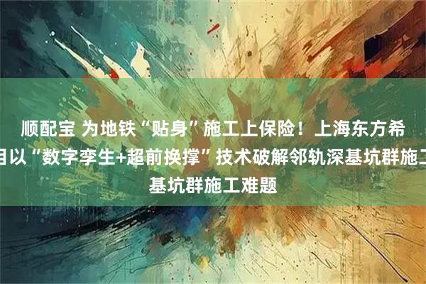 顺配宝 为地铁“贴身”施工上保险！上海东方希望项目以“数字孪生+超前换撑”技术破解邻轨深基坑群施工难题